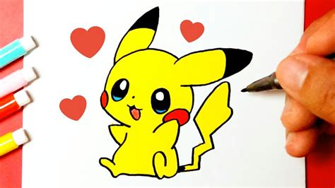 Como desenhar o PIKACHU Pokémon fofo e fácil Desenhos。